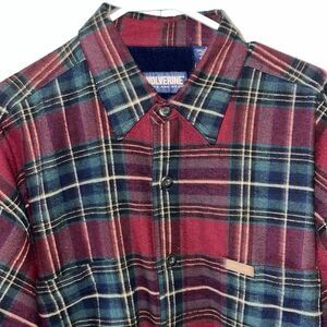 Men's Wolverine Heavy Lined Flannel Plaid Tartan Work Shirt Jacket Shacket L
